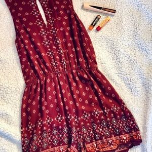 Maroon sleeveless romper